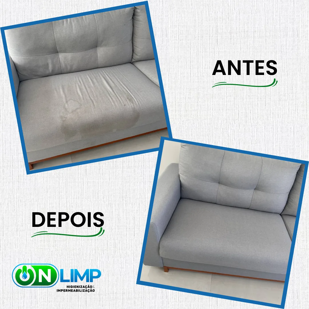 Antes e depois — Sofá Linho higienizado